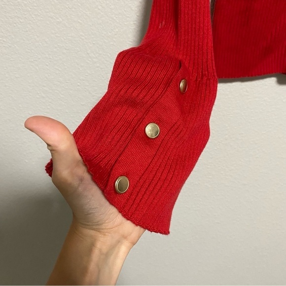 Maeve by Anthropologie Red V-Neck Trumpet Sleeve Sweater - Picture 4 of 11